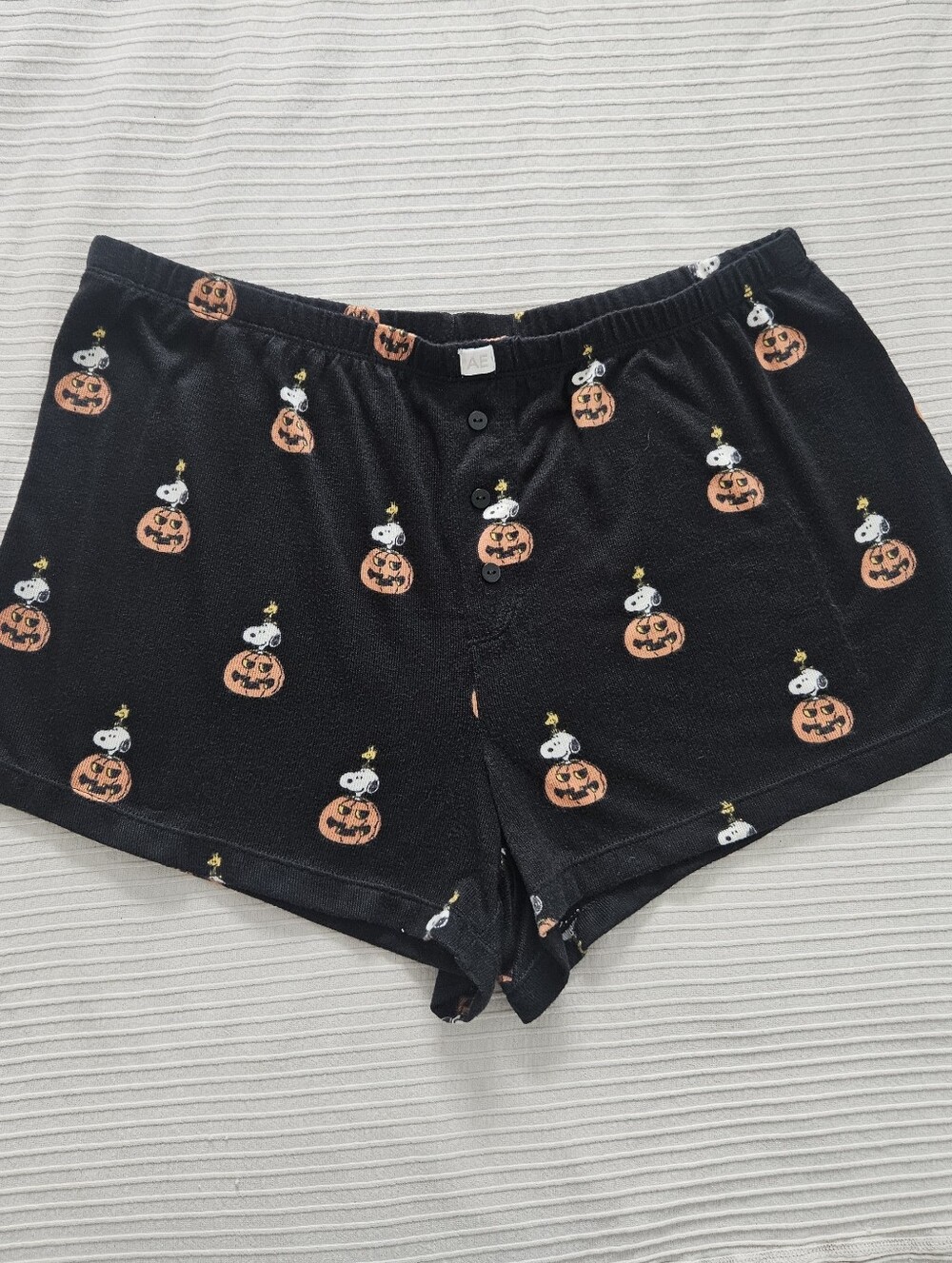 new ae snoopy halloween black pj shorts indie urban goth pajama lounge bottoms - Picture 3 of 8